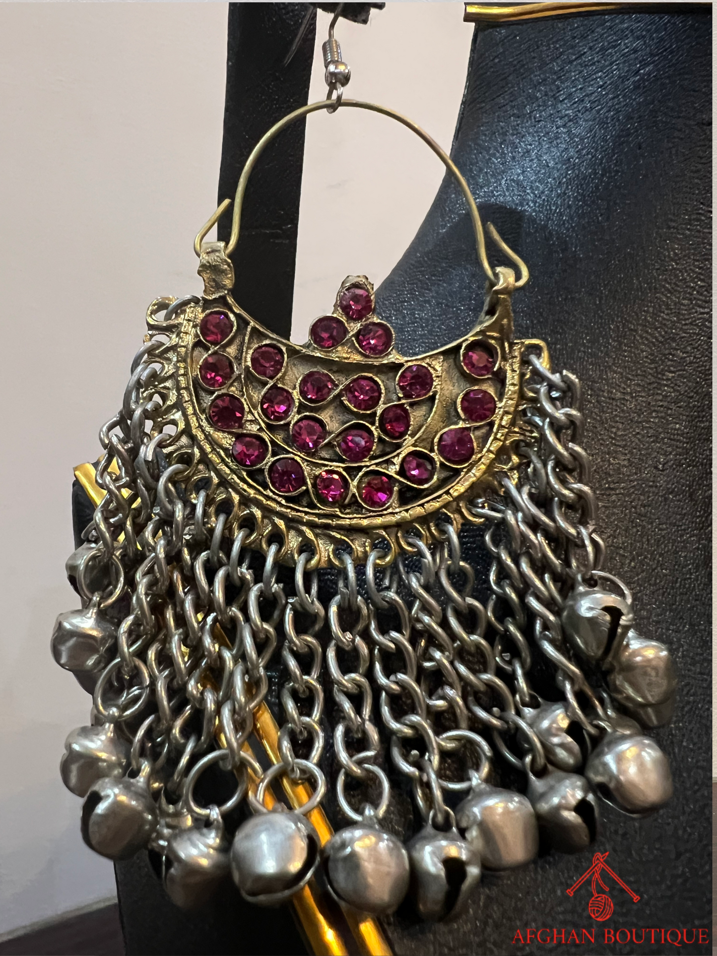 Handmade Silver-Plated Afghan Wedding Necklace with Pink Jewels