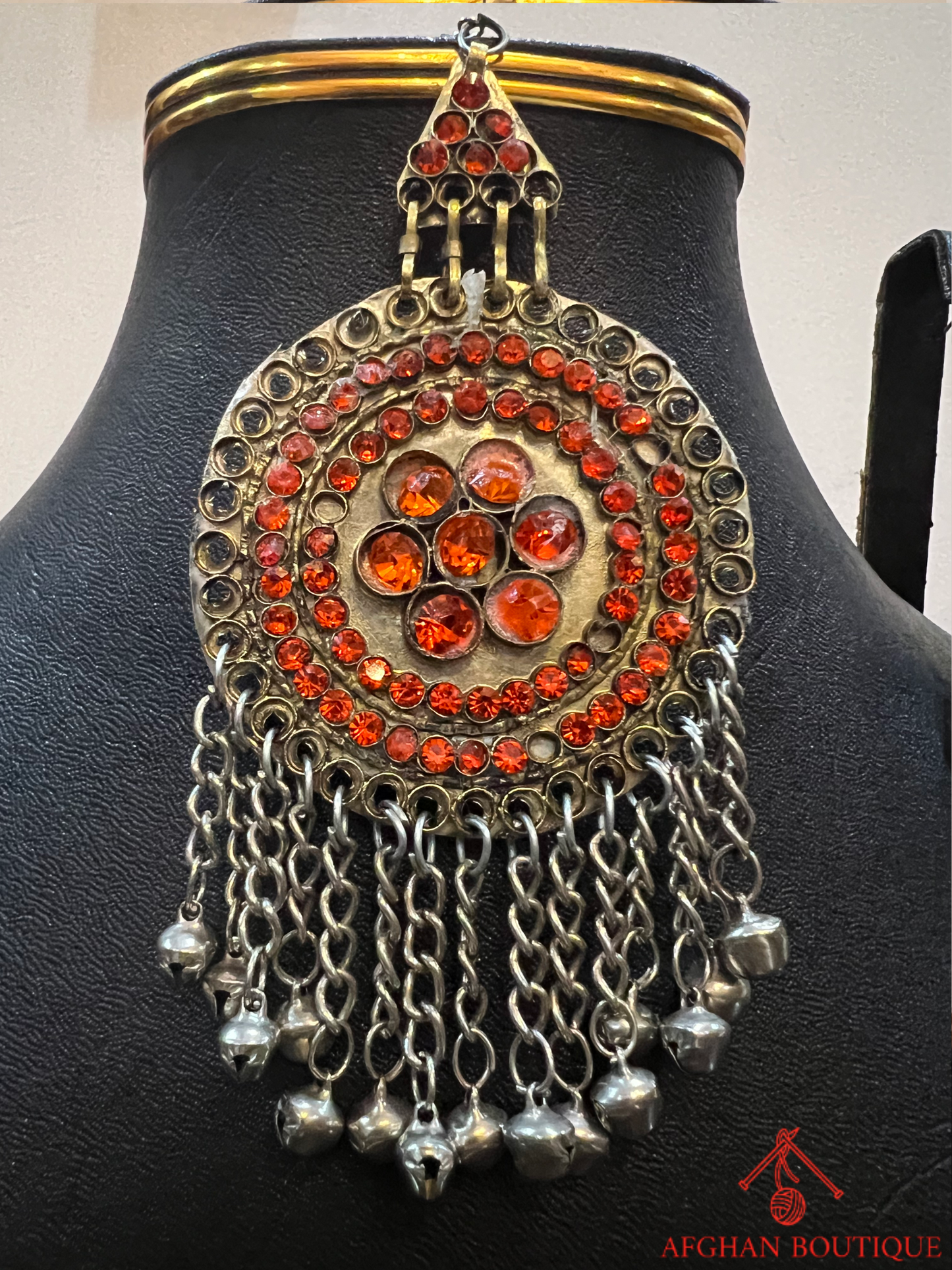 Sunset Orange Afghan Kuchi Necklace Handmade Tribal Jewelry