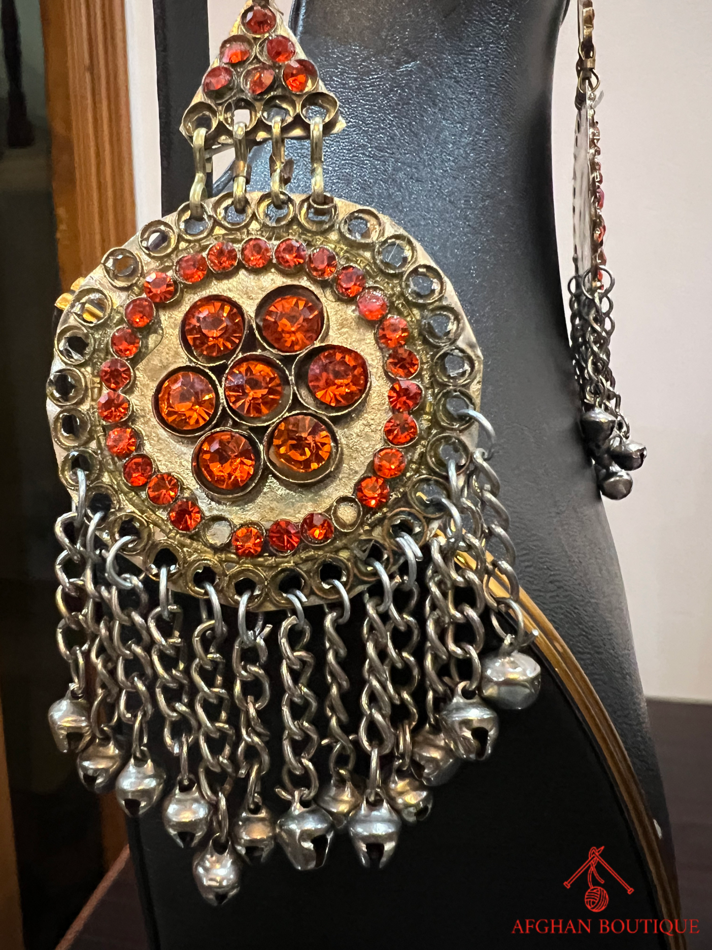 Sunset Orange Afghan Kuchi Necklace Handmade Tribal Jewelry
