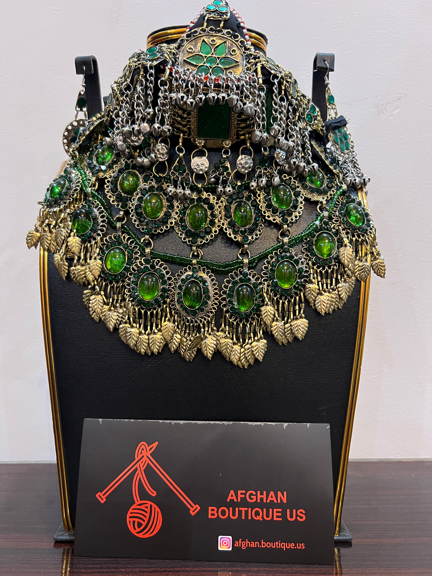 Emerald Green Afghan Kuchi Statement Necklace Tribal Jewelry Set