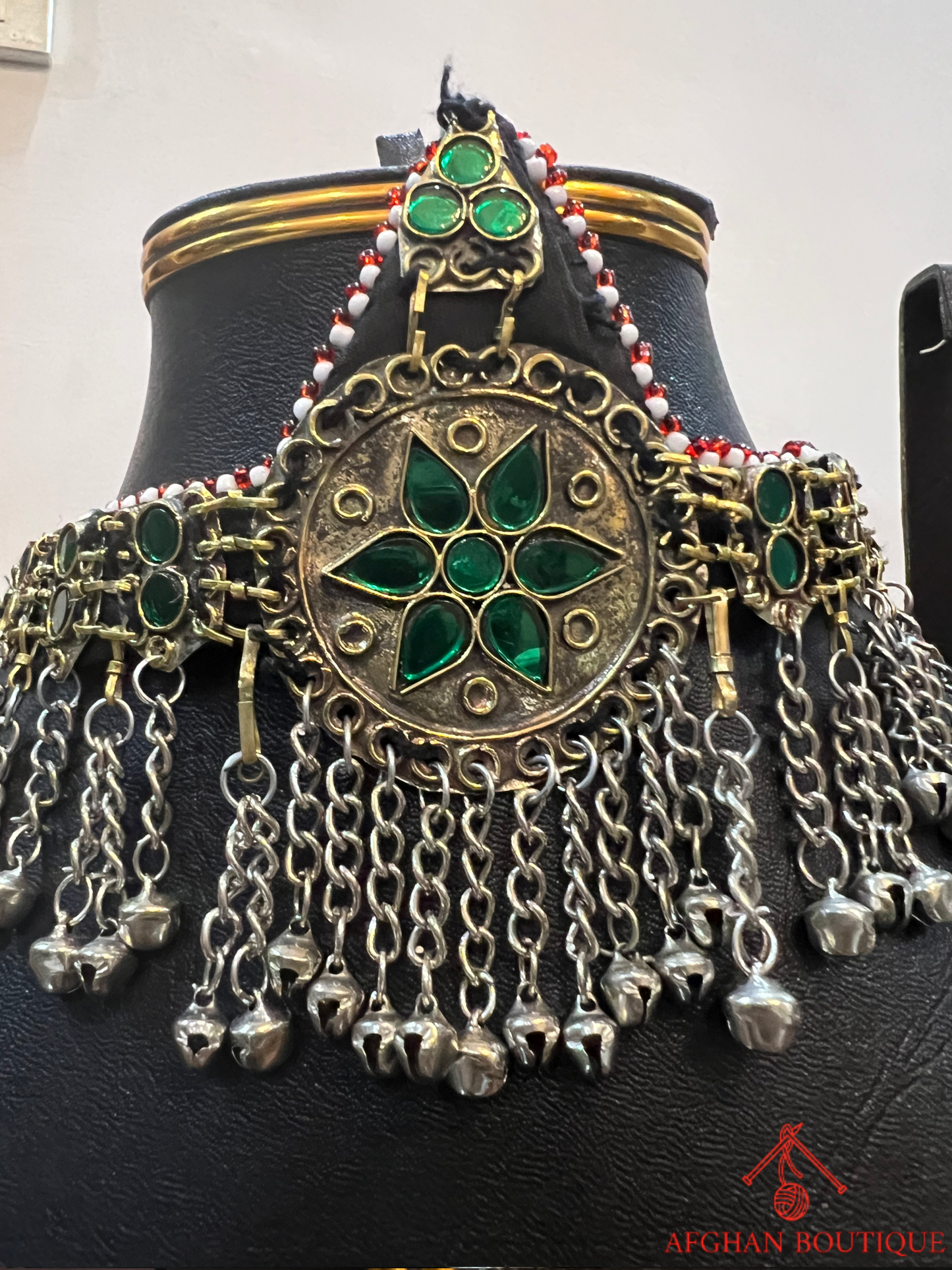 Emerald Green Afghan Kuchi Statement Necklace Tribal Jewelry Set